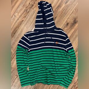 Ralph Lauren Navy and Green Striped Hoodie